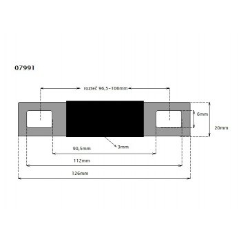 Spojka pevná pro akumulátory 70/120/150Ah, rozteč 97-106mm - rozměry
